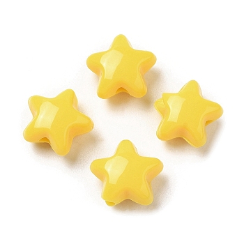 Opaque Acrylic Beads, Star, Yellow, 11x11.5x7mm, Hole: 2mm,  about 1245pcs/500g