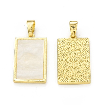 Plastic Pendants, with Rack Plating Brass Findings, Cadmium Free & Lead Free, Long-Lasting Plated, Rectangle Charm, Real 18K Gold Plated, 25x15x2.5mm, Hole: 6x4.5mm