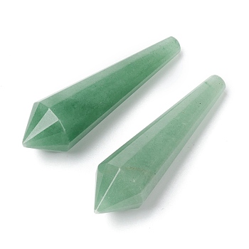 Natural Green Aventurine Beads, Healing Stones, Reiki Energy Balancing Meditation Therapy Wand, No Hole/Undrilled, for Wire Wrapped Pendant Making, Bullet, 51.5~56x14.7~16.2mm