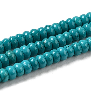 Natural Howlite Beads Strands, Dyed, Rondelle, Turquoise, 6x4mm, Hole: 0.7mm, about 105pcs/strand, 15.75''(40cm)