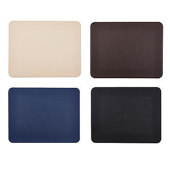 4Pcs 4 Colors PU Leather Mouse Pad, Office Table Mat, Rectangle, Mixed Color, 271x210x2mm, 1pc/color