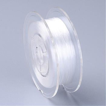 Japanese Eco-Friendly Dyed Flat Elastic Crystal String, Elastic Beading Thread, for Stretch Bracelet Making, Flat, White, 0.6mm, about 60m/roll(65.62yards/roll)