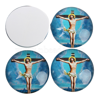 Jesus and the Virgin Printed Glass Half Round/Dome Cabochons(X-GGLA-N004-14mm-A)-3