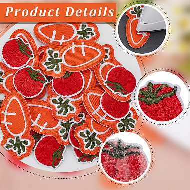 28Pcs 2 Style Tomato & Carrot Non Woven Fabric Embroidery Iron on Applique Patch(PATC-GF0001-12)-6