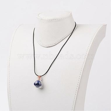 Glass Wishing Bottle Leather Cord Pendant Necklaces(NJEW-JN01614)-5