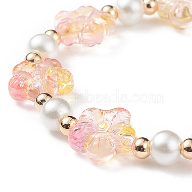 Ensemble de bracelets extensibles en perles de verre et perles d'imitation 5pcs 5 couleurs(BJEW-JB08943)-5