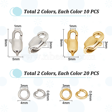 20Pcs 2 Style 304 Stainless Steel Lobster Claw Clasps(STAS-UN0047-72)-3