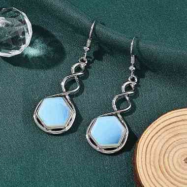 Blue Hexagon Opalite Earrings