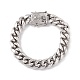 304 pulsera de cadenas de acero inoxidable con cierre de calavera de diamantes de imitación para mujer(BJEW-E107-09P)-1