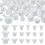 72Pcs 18 Styles Silicone End Caps, Flexible Bolt Covers, White, 9~18.5x6.5~20.5mm, Pin: 3~13mm(FIND-FG0004-55A)