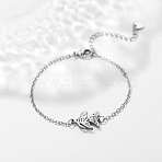 Ocean 304 Stainless Steel Fish Link Bracelets, Cable Chain Bracelets for Women, Tarnish Free, Stainless Steel Color, 6.69 inch(17cm)(WGAF945-01)