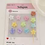 Transparent Crackle Acrylic Beads, Star, Mixed Color, 20.9x22.4x11.7mm, Hole: 2.5mm(OACR-N163-09)
