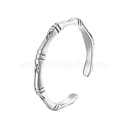 Stainless Steel Finger Open Cuff Ring, Bamboo, Stainless Steel Color, US Size 7(17.3mm)(IS0697-2)