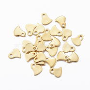 201 Stainless Steel Charms, Stamping Blank Tag, Heart, Golden, 6.5x5.5x1mm, Hole: 1mm(STAS-H557-35G)
