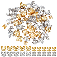 80Pcs 4 Style 304 Stainless Steel Bead Caps, 4-Petal, Flower, Mixed Color, 9~14.5x9~15x6.5~7.5mm, Hole: 1.4~1.6mm, 20pcs/style(STAS-UN0045-92)