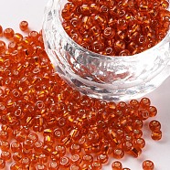 8/0 Glass Seed Beads, Silver Lined Round Hole, Round, Dark Orange, 3mm, Hole: 1mm, about 10000 beads/pound(SEED-A005-3mm-29B)