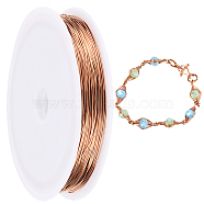 Eco-Friendly Copper Wire, Round Beading Wire, with Spool, Long-Lasting Plated, Rose Gold, 24 Gauge, 0.5mm, about 131.23 Feet(40m)/Bag(CWIR-SC0001-04C-RG)