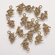Tibetan Style Alloy Pendants, Cadmium Free & Nickel Free & Lead Free, Witch, for Halloween, Antique Bronze, 13x11x3mm, Hole: 2mm(X-TIBEP-49576-AB-FF)