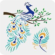 Large Plastic Reusable Drawing Painting Stencils Templates, for Painting on Scrapbook Fabric Tiles Floor Furniture Wood, Rectangle, Peacock Pattern, 297x210mm(DIY-WH0202-431)