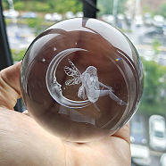 Inner Carving Glass Crystal Ball Diaplay Decoration, Fengshui Home Decor, Angel & Fairy, 60mm(PW-WGF6175-28)