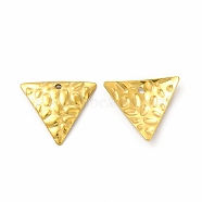 Ion Plating(IP) 304 Stainless Steel Pendants, Textured, Triangle Charm, Real 18K Gold Plated, 15x17x2mm, Hole: 1.2mm(STAS-F290-23G)