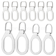 BENECREAT 24Pcs 3 Size Alloy Replacement Zipper Pull Tabs, for Suitcase, Bag, Oval, Silver, 2.7~4.5x1.05~1.95cm, Hole: 6.5~8mm, 8pcs/size(FIND-BC0002-23)