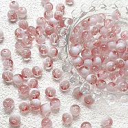 Handmade Transparent Lampwork Beads, Round, Pink, 8.5mm, Hole: 1mm, 10pcs/set(LAMP-K040-02A)