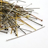 Iron Flat Head Pins,Nickel Free, Mixed Color, 50x0.7mm, 21 Gauge, about 5000pcs/1000g, Head: 2mm(IFIN-MSMC010-03-NF)