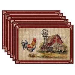 6Pcs Polyester Table Cloth, for Dining Table Decoration, Rectangle, Rooster, 300x450mm(AJEW-WH0526-003)