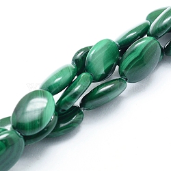 Natural Malachite Beads Strands, Oval, 13.5~14x10x4mm, Hole: 0.8mm, about 30pcs/strand, 15.75 inch(40cm)(G-D0011-11D)