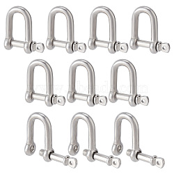 304 Stainless Steel D-Ring Anchor Shackle Clasps, Stainless Steel Color, 38.5x34.5x11.5mm, Hole: 5mm(STAS-WH0033-56B)