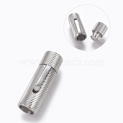 304 Stainless Steel Bayonet Clasps, Stainless Steel Color, 30x9mm, Hole: 7mm(STAS-O114-042A-P)