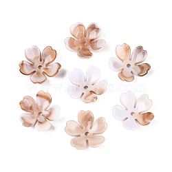 Two Tone Opaque Plastic Bead Caps, 5-Petal Flower, Peru, 17.5~18x18~18.5x5.5~6mm, Hole: 1.8mm, about 1220pcs/500g(KY-N025-48)