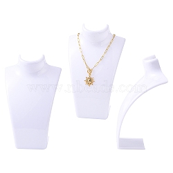 Organic Glass Necklace & Earring Standing Bust Displays, White, 135x64x210mm(NDIS-E006-2A)