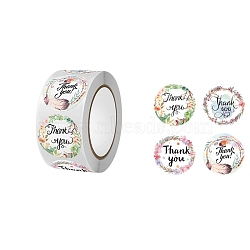 Thank You Stickers, Self-Adhesive Kraft Paper Gift Tag Stickers, Adhesive Labels, for Presents, Packing Bags, Colorful, 38mm, 500pcs/roll(PW-WG11536-06)