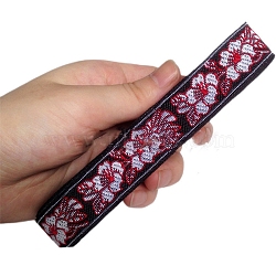 6.8M Ethnic Style Polyester Jacquard Flower Ribbon, Magenta, 3/4 inch(20mm), about 7.44 Yards(6.8m)/Roll(PW-WG88873-05)
