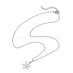 Non-Tarnish 201 Stainless Steel Pendants Necklace, Cable Chain Necklaces, Snowflake, Stainless Steel Color, 16.02 inch(40.7cm)(NJEW-JN04863)