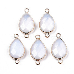Synthetic Opalite Links Connectors, with Light Gold Tone Brass Findings, Faceted Teardrop, 27x14x6mm, Hole: 2mm(G-T131-49N)