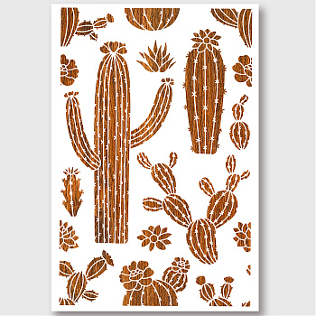 PET Hollow Out Drawing Painting Stencils, for DIY Scrapbook, Photo Album, Cactus Pattern, 600x400mm