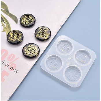 Religious Symbols Silicone Molds, Resin Casting Molds, For UV Resin, Epoxy Resin Jewelry Making, Flat Round, White, 62x62x6mm, Inner Diameter: 25mm