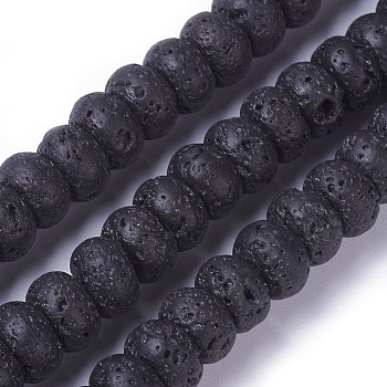Natural Lava Rock Beads Strands, Rondelle, 8~8.4x5~5.5mm, Hole: 0.8mm, about 75~76pcs/strand, 15.27 inch(38.8cm)