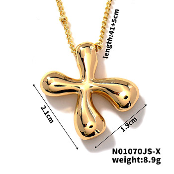 Simple and Stylish Brass Letter Pendant Satellite Chain Necklaces for Women Men, Golden, Letter X, 16.14 inch(41cm)