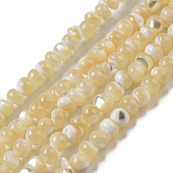 Natural Trochus Shell Beads Strands, Round, Pale Goldenrod, 4~4.5x4mm, Hole: 0.5mm, about 91~93pcs/strand, 15.35~15.55''(39~39.5cm)