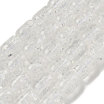 Transparent Crackle Glass Beads Strands, Column, Clear, 11x8mm, Hole: 1.2mm, about 36pcs/strand, 15.35''(39cm)