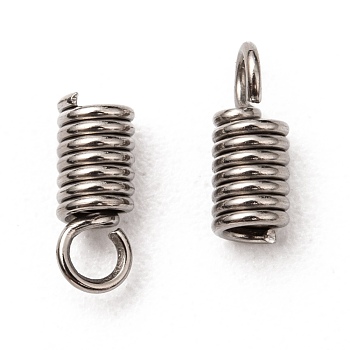 304 Stainless Steel Terminators, Coil Cord Ends, Stainless Steel Color, 8x3mm, Hole: 2mm