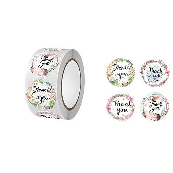 Thank You Stickers, Self-Adhesive Kraft Paper Gift Tag Stickers, Adhesive Labels, for Presents, Packing Bags, Colorful, 38mm, 500pcs/roll