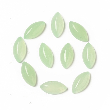 Natural Malaysia Jade Cabochons, Dyed, Flat Back Horse Eye, Pale Green, 15.5~16x8x4.5~5mm