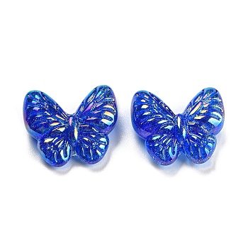 Acrylic Opaque Beads, AB Color, Butterfly, Royal Blue, 22x26x9.5mm, Hole: 1.8mm