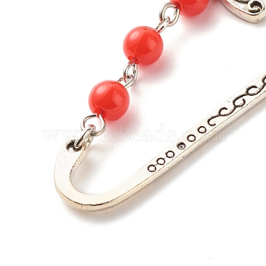 Fairy Charm Drop Alloy Bookmark with Beads for Booklover(AJEW-JK00175)-5