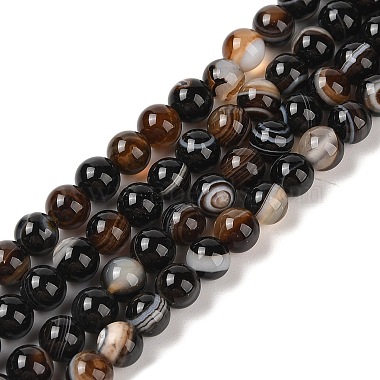 Black Round Banded Agate Beads